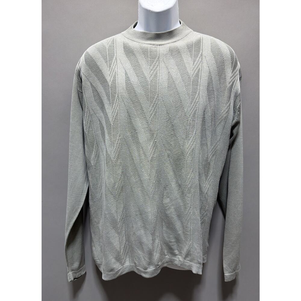 Bachrach Silk Hineck Pullover Sweater Green Men’s Large Preppy Casual
